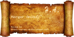 Herger Anikó névjegykártya